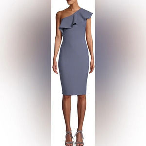 Likely Wilshire Back Slit Bodycon One Shoulder Ruffle Dress Purple Womens Size 6